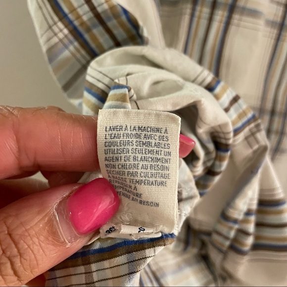 American Eagle Vintage Fit Pearl Snap Shirt Men's Size‎ M Beige Plaid - Picture 8 of 10